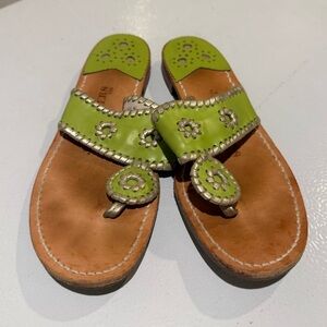 Jack Rogers Size 8 Lime Green & Silver Sandals